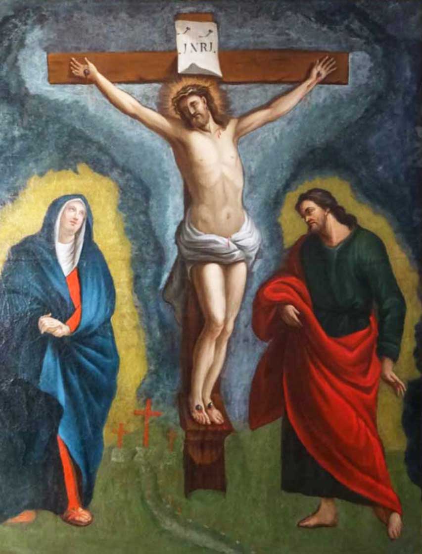 atelier du lauragais,Toulouse, restauration de peinture sur toile, Cruxifiction Cahuzac sur Vère