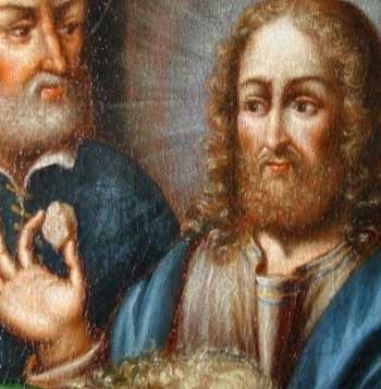 Vue détail du tableau avant et après retouche