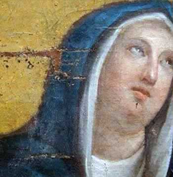 Vue en détail du tableau avant et après retouche