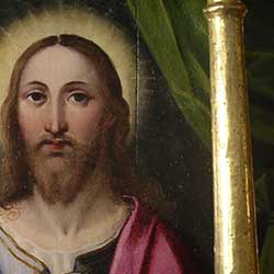 Le Christ à l’Eucharistie avant puis après restauration
