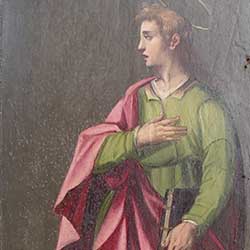 Le panneau de Saint Jean avant restauration puis après intervention