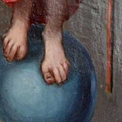 Le panneau de Christ en gloire avant restauration puis après intervention