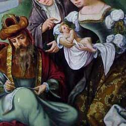 Etat avant intervention, panneau latéral dextre, après enlèvement des vernis et des repeints, après restauration   