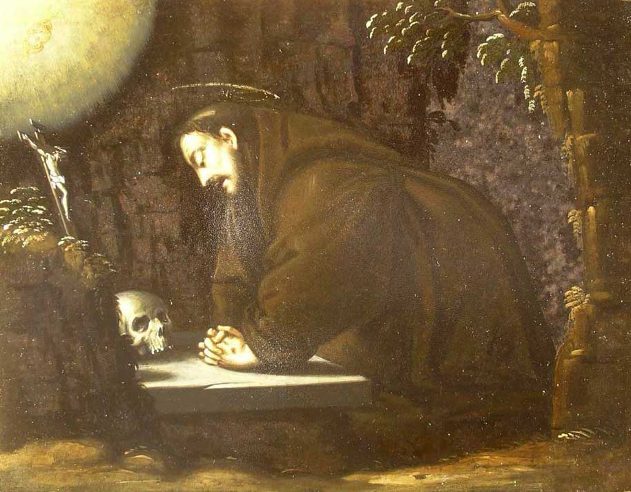 atelier du Lauragais, restauration peinture sur pierre, Saint François en prière, Musée des  Augustins, Toulouse 