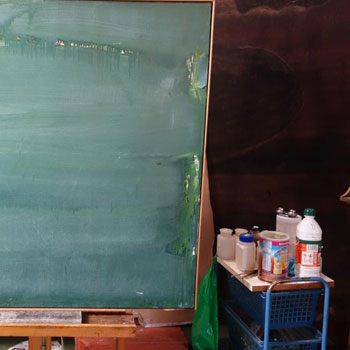 Le tableau dans l'atelier avant restauration